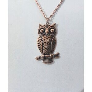 Copper Metal Owl Pendant Chain Necklace 18" Jewelry Women's